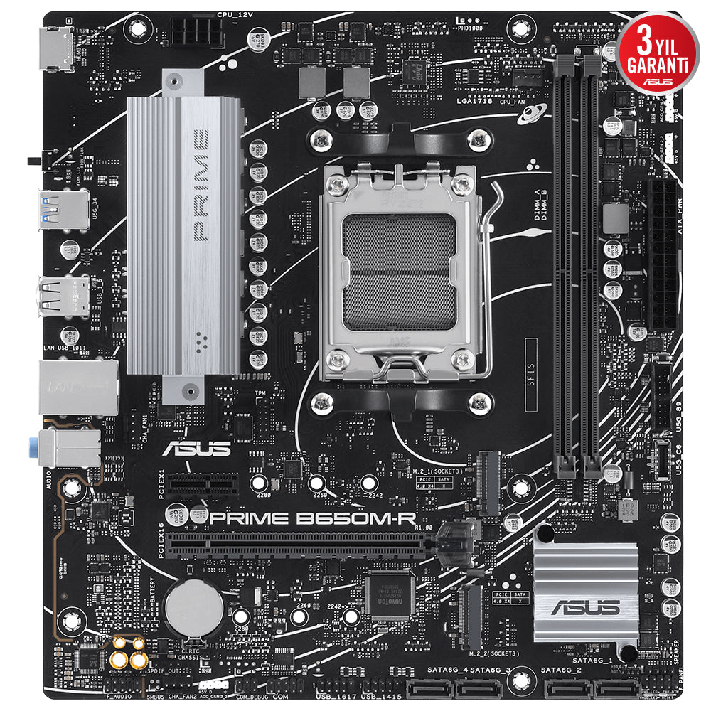 ASUS PRIME B650M-R B650 DDR5 (Vga Yok) GLan 2.5G mATX HDMI USB3 ARGB 2xM2 AM5 AMD Anakart