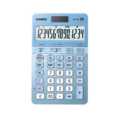 Casio JS-40B-BU Mavi Profesyonel 14 Hane Masa Üstü Hesap Makinesi