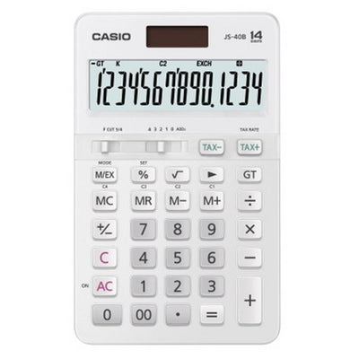 Casio JS-40B-WE Beyaz Profesyonel 14 Hane Masa Üstü Hesap Makinesi