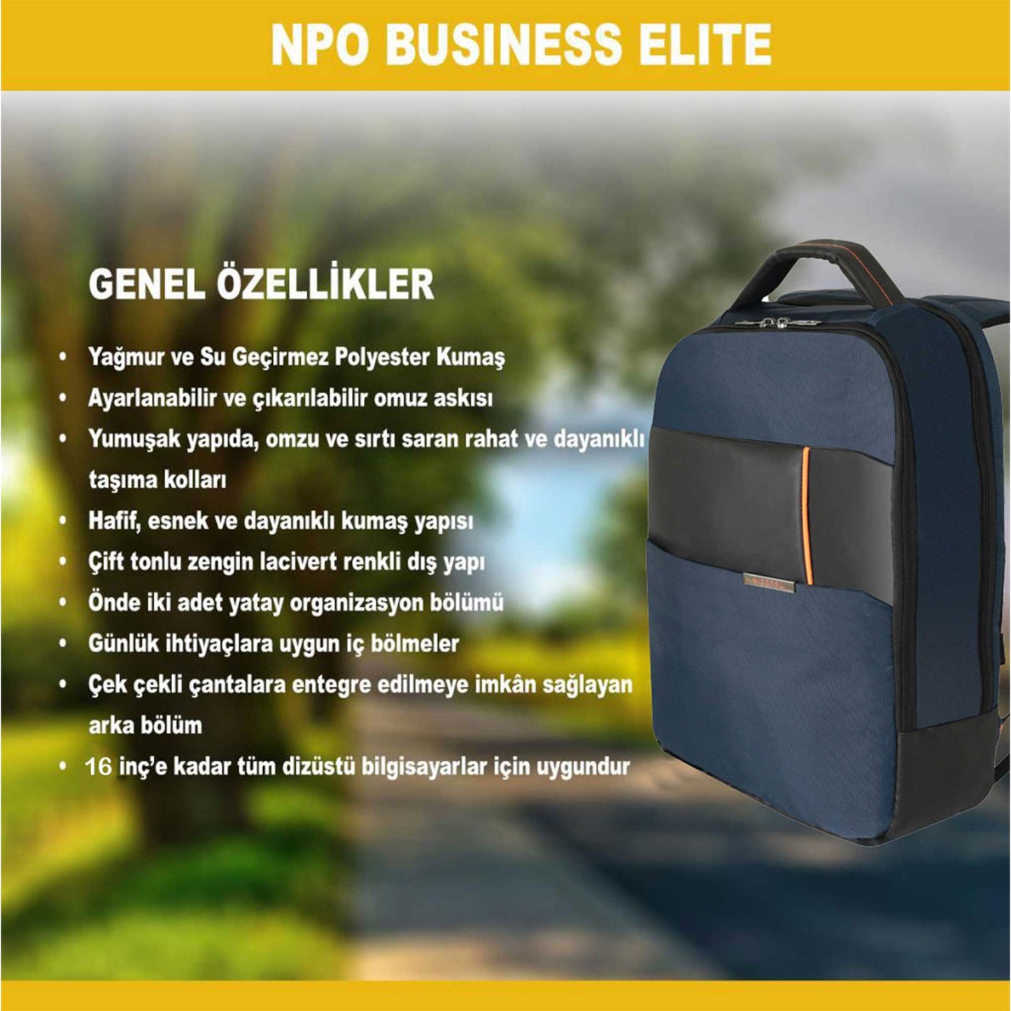 NPO Business Elite 16" Notebook Sırt Çantası-Lacivert