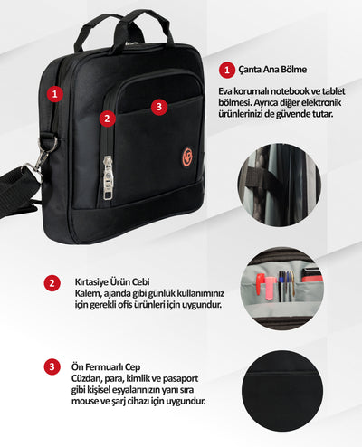 NPO PLT01B ProElite 10"-14" Eva Korumalı Notebook/Macbook Çantası-Siyah OUTLET