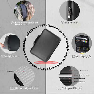 NPO Apex 14" Macbook ve Ipad Uyumlu,Ultra Korumalı ProBag Notebook Çantası-Siyah OUTLET