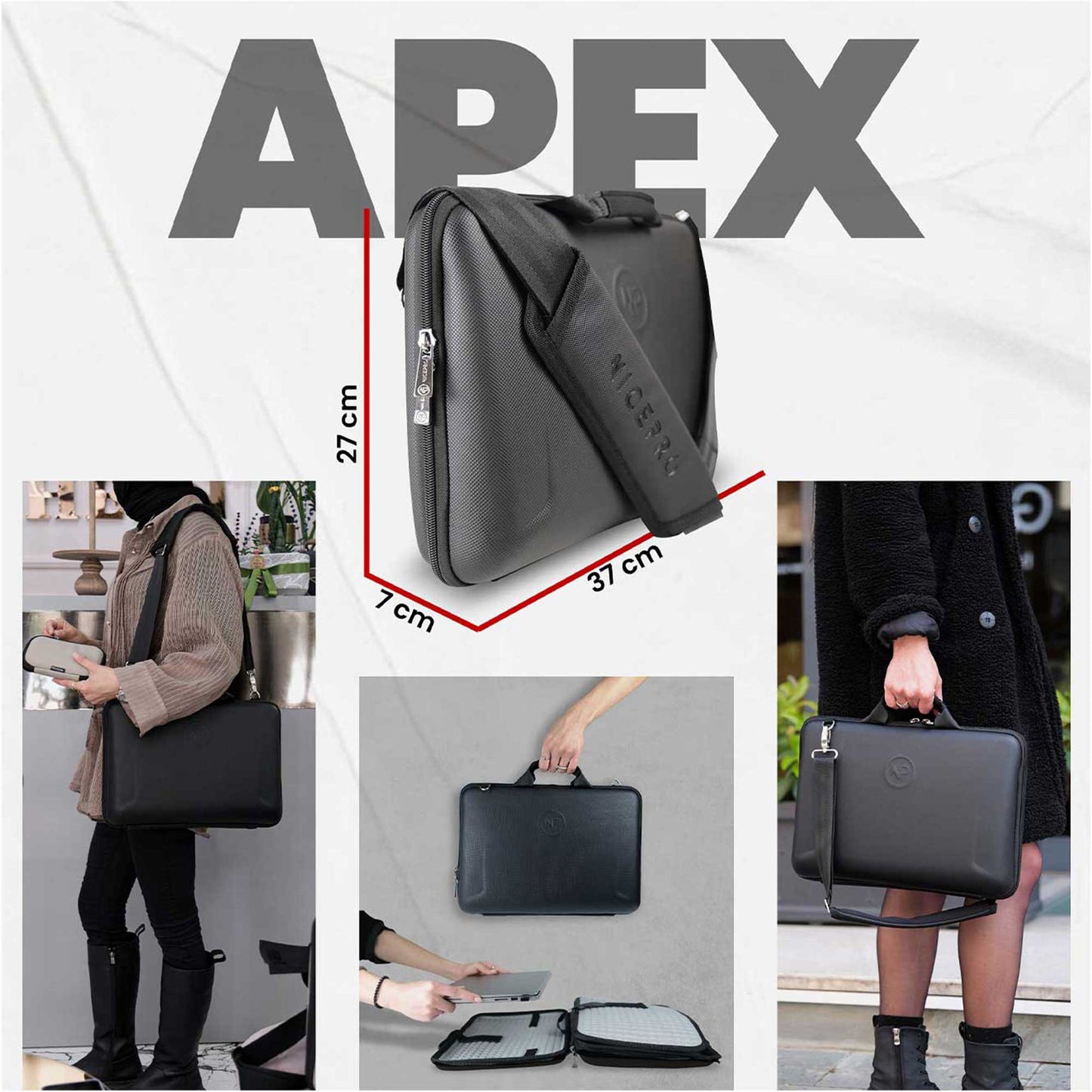 NPO Apex 14" Macbook ve Ipad Uyumlu,Ultra Korumalı ProBag Notebook Çantası-Siyah OUTLET