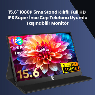 NPO NPM6 15.6" FHD 5ms Type-C Telefon&Oyun Konsolu Uyumlu Metal Kasa Taşınabilir Monitör