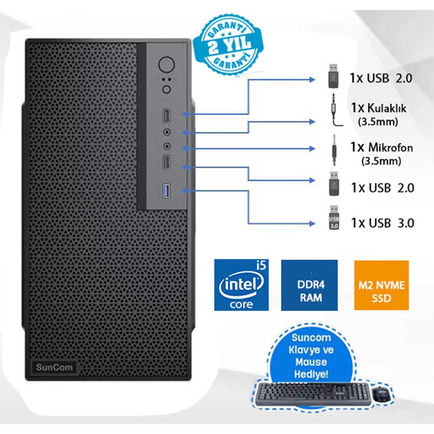 SunCom Force SC3-146 i5-12400 Masaüstü Bilgisayar