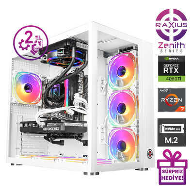RaXius Zenith Z2 R7 4060TI-77 Ryzen7 7700 RTX4060Ti 8 GB Gaming Masaüstü Bilgisayar