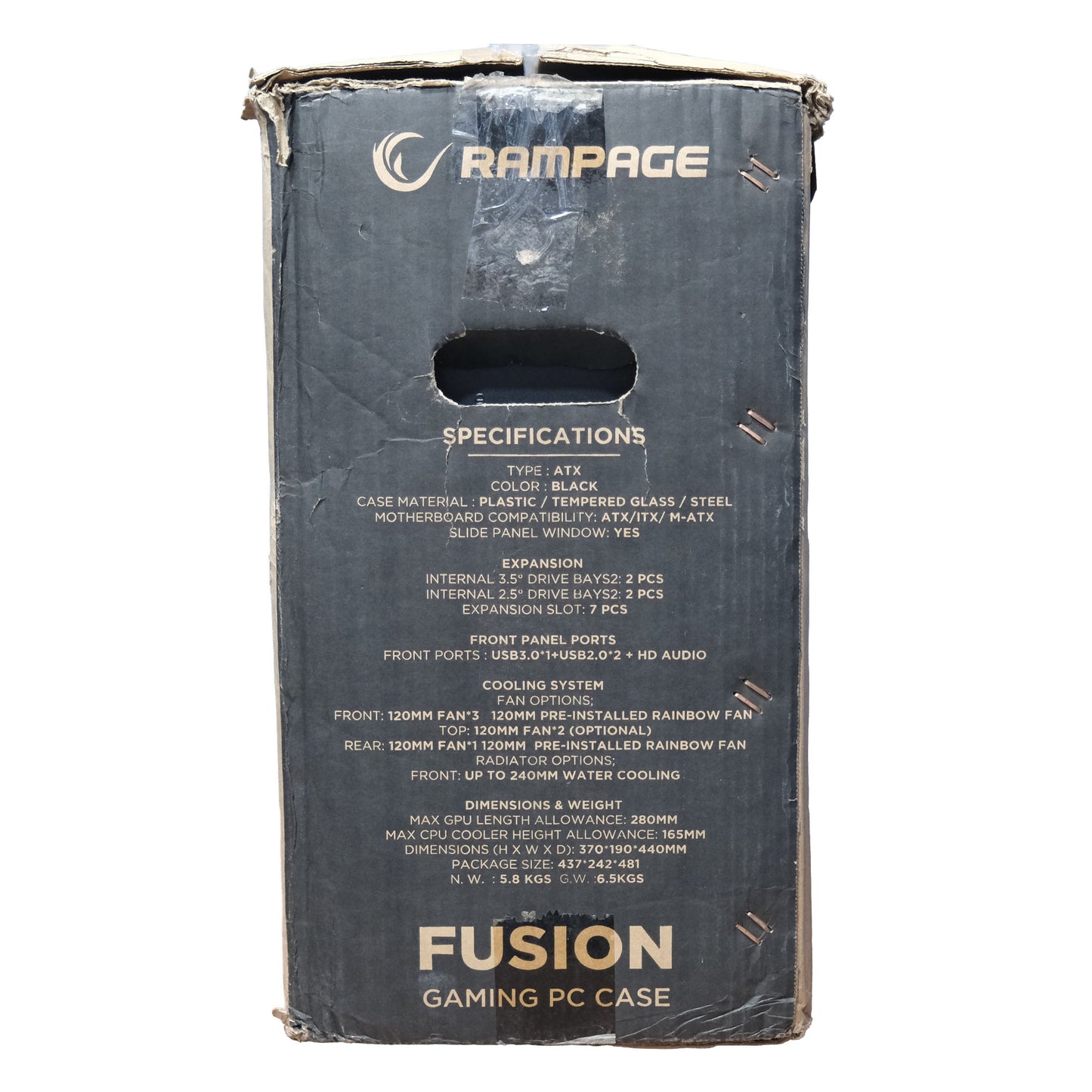 Rampage FUSION 650W 80+ BRONZE 4 Rainbow Fanlı Temperli Cam Panel ATX MID Tower Oyuncu Kasası OUTLET