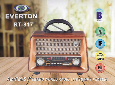 Everton Rt-817 Bluetooth Fm-Usb-Tf-Aux Şarjlı Nostaljik Radyo