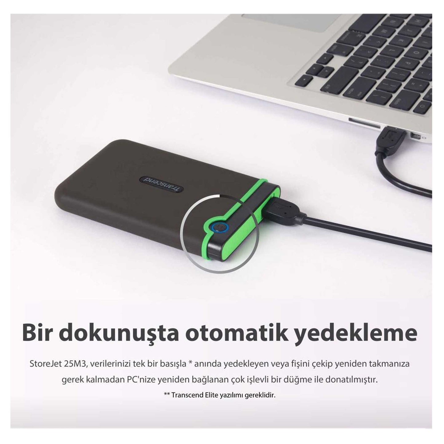 Transcend TS2TSJ25M3G 2TB 2.5" USB 3.1 StoreJet M3 Antişok Slim Taşınabilir Disk