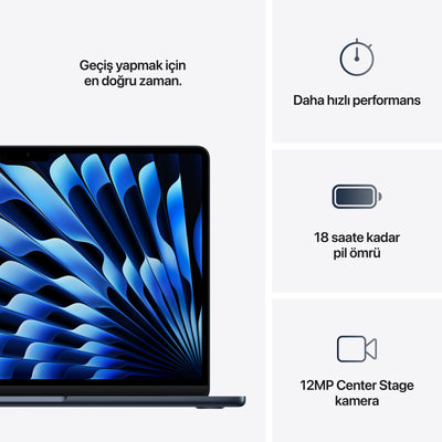 Apple MacBook Air M4 MC6C4TU/A 24GB 512SSD 13" macOS Dizüstü Bilgisayar Gece Yarısı