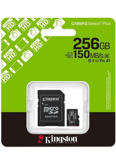 Kingston SDCS3-256GB 256GB microSDXC Canvas Select Plus Gen3 150MB-s A1 Card + Adapter Hafıza Kartı