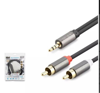 HADRON HDX1067 3.5MM TO 2RCA KABLO 2LINE GOLD 1.5M SİYAH