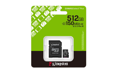 Kingston SDCS3-512GB 512GB microSDXC Canvas Select Plus Gen3 150MB-s A1 Card + Adapter Hafıza Kartı