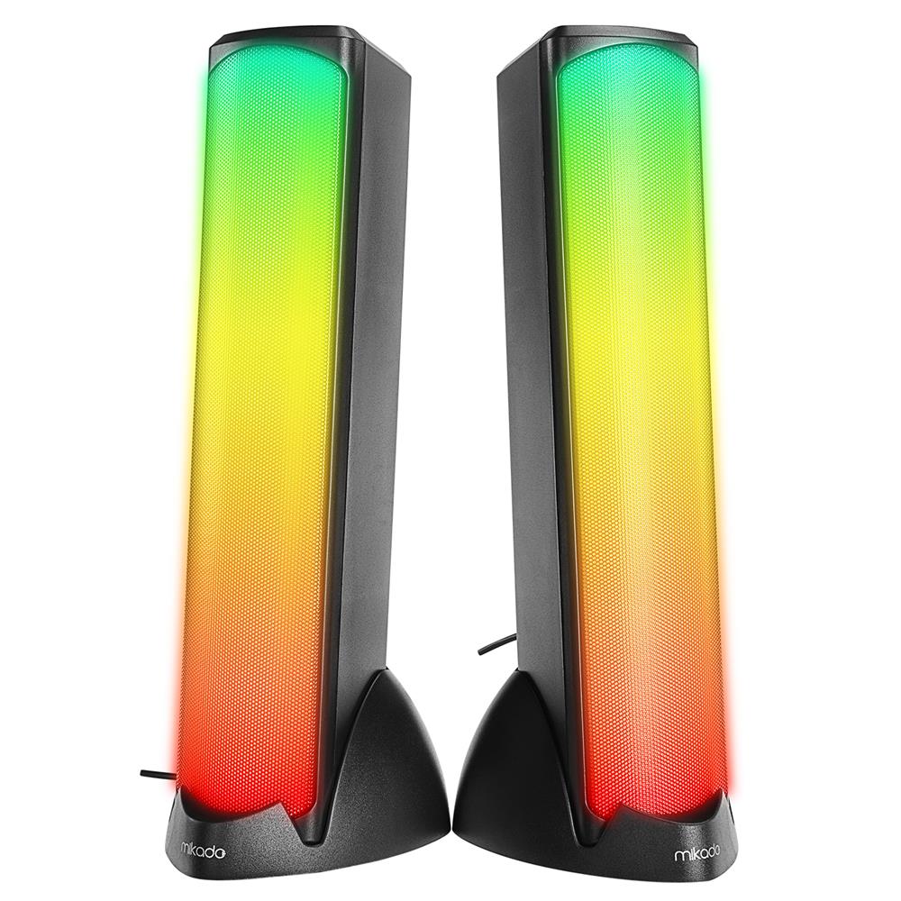 Mikado MD-183 2.0 3W-2 Bluetooth Siyah RGB Aydınlatmalı USB + 3.5mm USB 5V Speaker Hoparlör