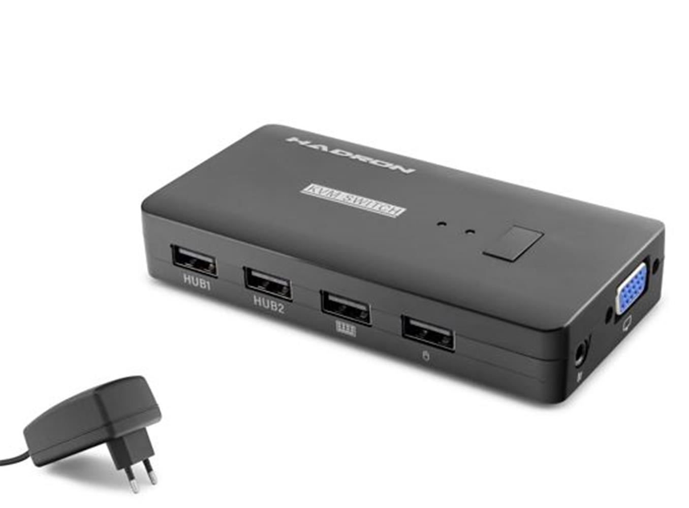 Hadron Hdx1374 2 Port + 4- Usb Vga Kvm Switch Kablolu Siyah
