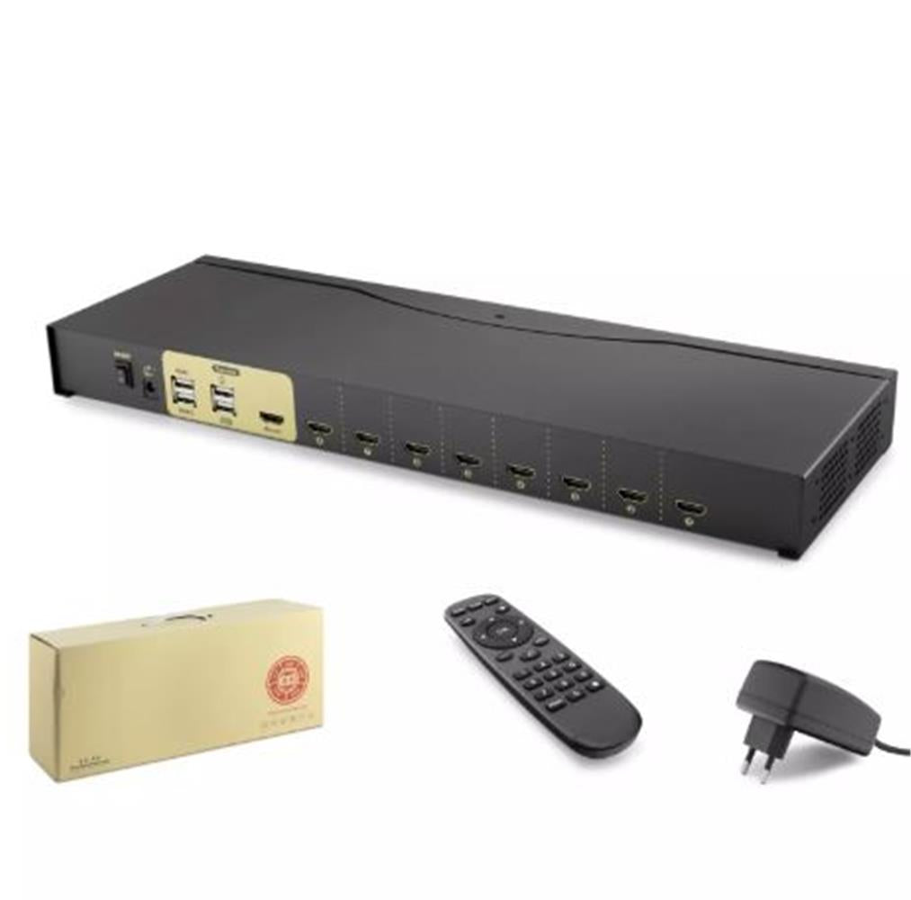 Hadron Hdx1378 8 Port Hdmi Kvm Switch Siyah IR uzaktan kumanda