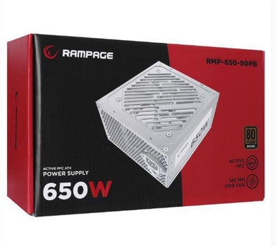 Rampage RMP-600-80P 600W 80Plus Bronze 12cm Fan Aktif PFC Beyaz Power Supply