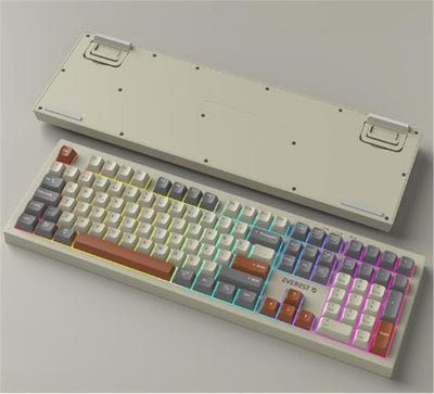 Everest KM-78 Rena Krem-Gri-Kahve Kablosuz 2.4 + BT RGB Aydınlatmalı Sessiz Q Klavye + Mouse Se
