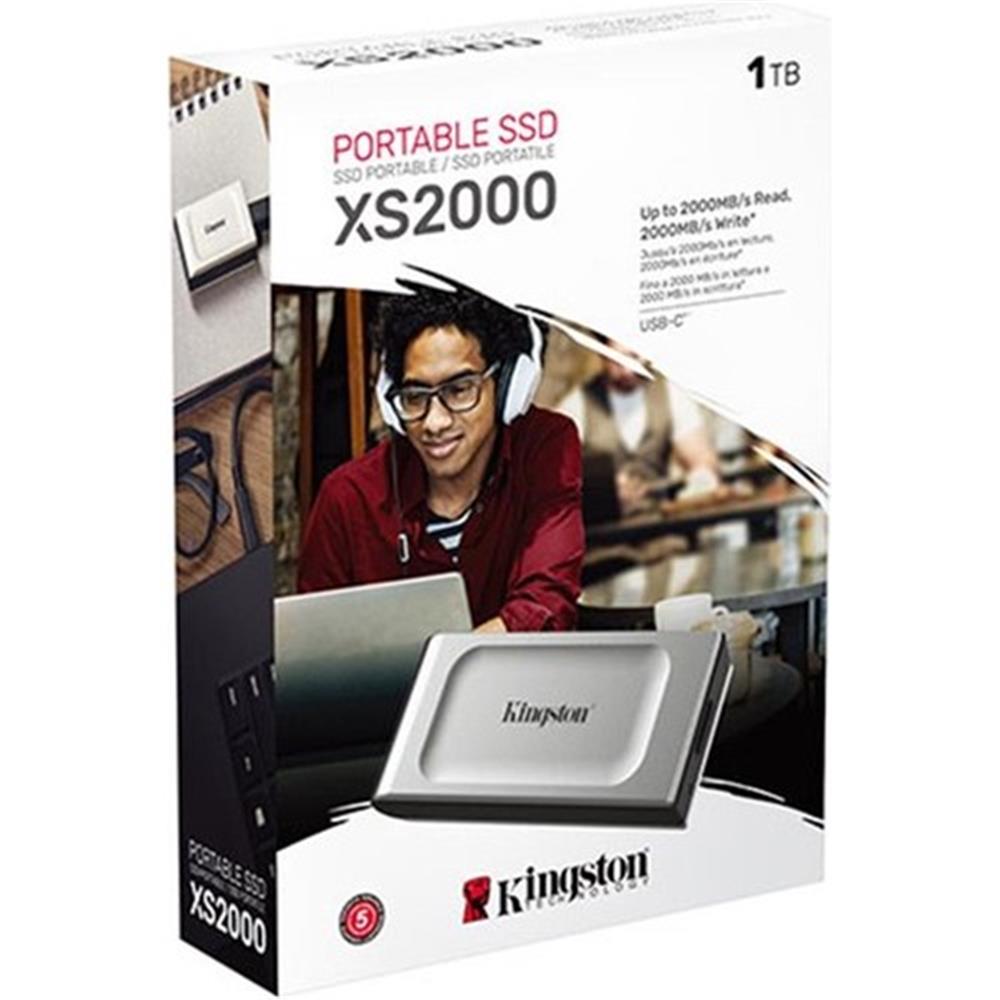 Kingston 1TB SXS2000-1000GA USB 3.2 Type C Gri Gen 2 2000MB Okuma-2000MB Yazma Taşınabilir SSD