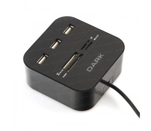 DARK DK-AC-UCR202 Çoklu Yapı USB 2.0 + 3 USB Port Harici Kart Okuyucu