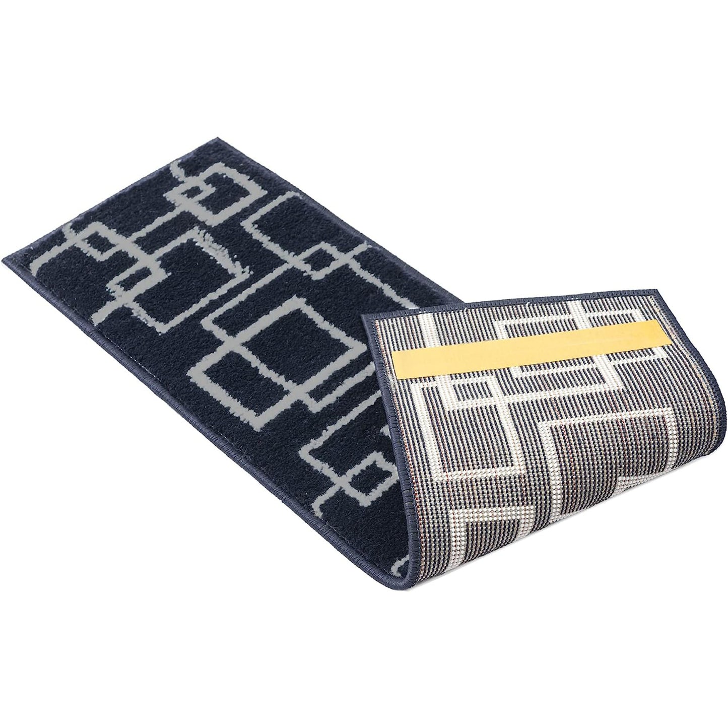 Glary Home GH40A-GRYB Kare Desenli Kaydırmaz Tabanlı Merdiven Halısı - Gri/Siyah