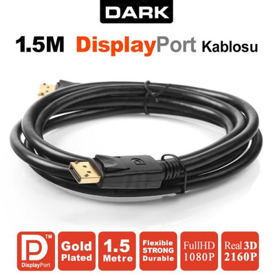 DARK DK-CB-DPL150 1.5 Mt DisplayPort Kablo 1080P (Altın Uçlu)