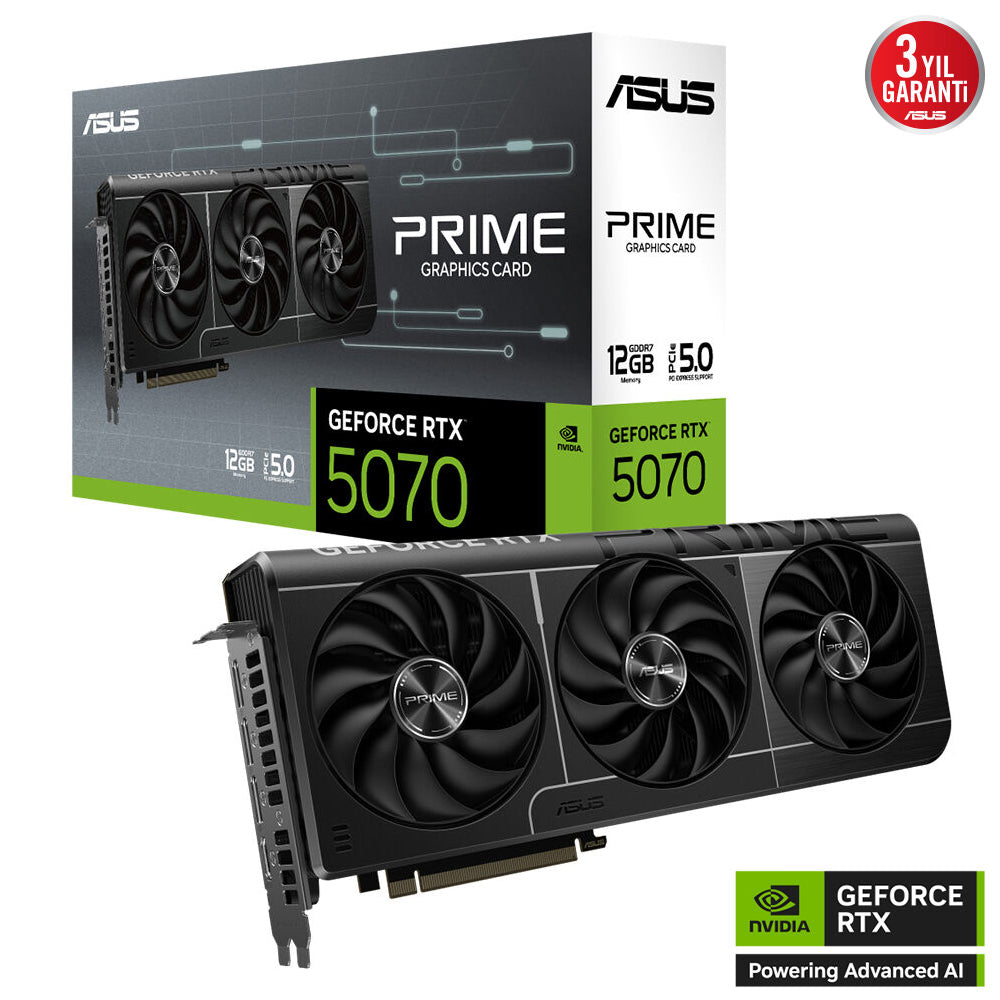 ASUS PRIME-RTX5070-12G 12GB Geforce RTX5070 GDDR7 192bit HDMI 3xDP 16x Ekran Kartı