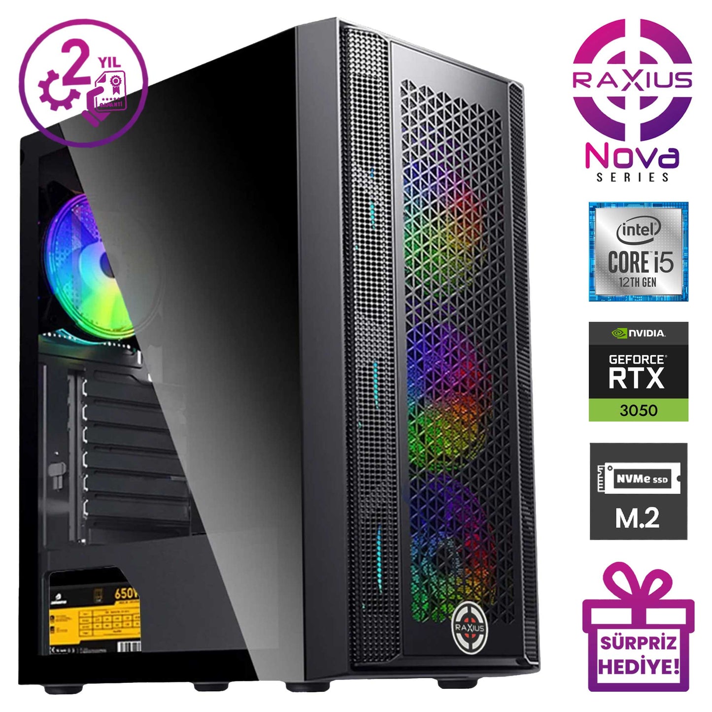 RaXius Nova G1 i5 30506G-124A001 i5-12400 RTX3050 6 GB Gaming Masaüstü Bilgisayar