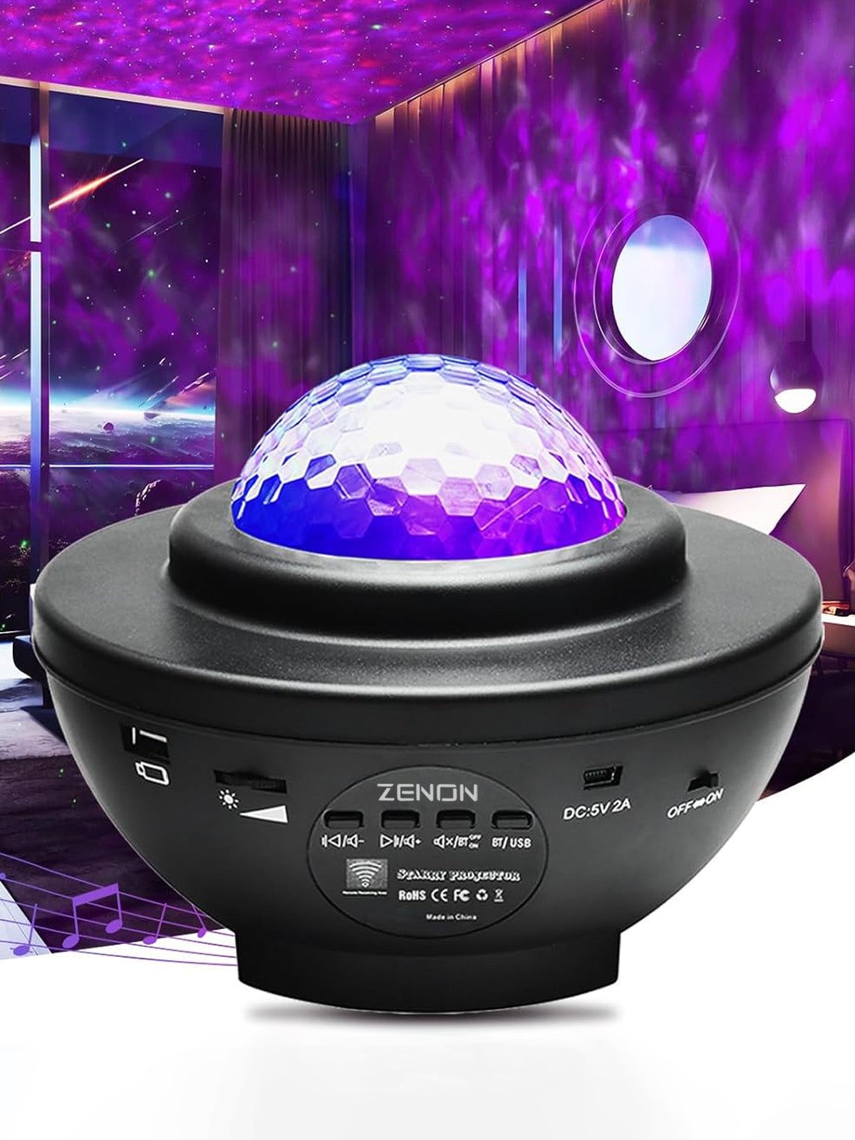 Zenon Smart Starry Projektör Light-Blth+Müzik+7Farklı Ambians
