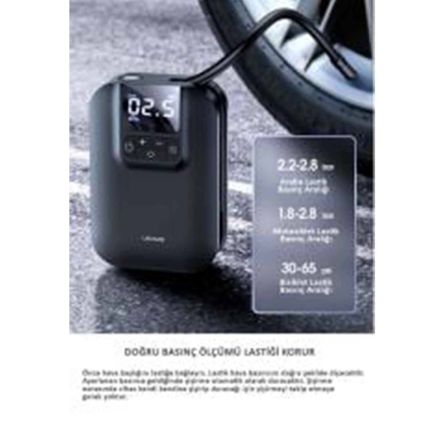 Usams US-ZB215 350PSI 5000mah Şarjlı Çok Amaçlı Taşınabilir Hava Pompası OUTLET