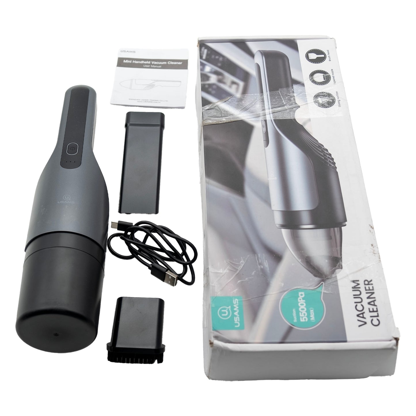 Usams Taşınabilir Ultra Güçlü 2000mah 5500Pa Çok Amaçlı Şarjlı Mini El Araç Süpürgesi ZB108 OUTLET