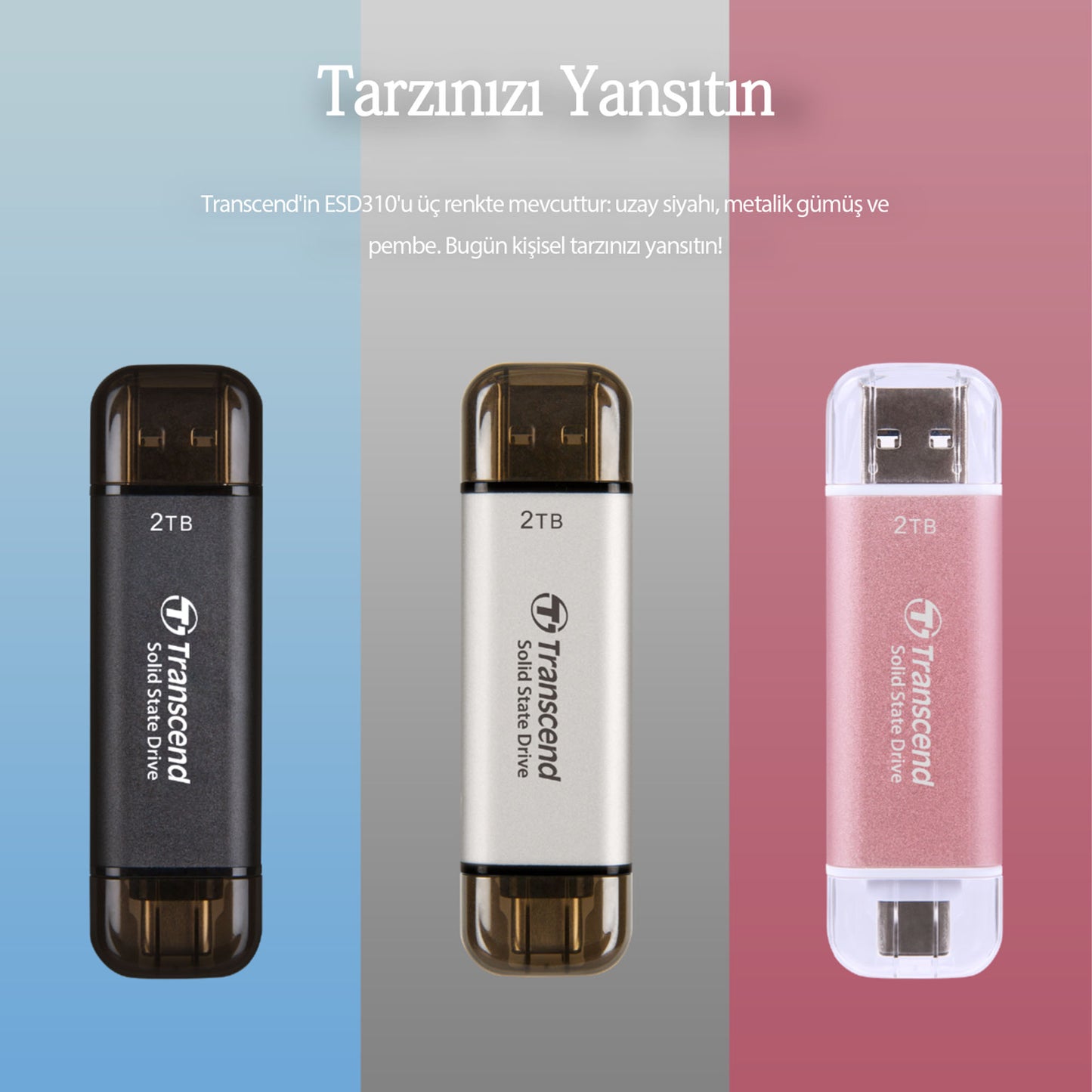 Transcend TS1TESD310S 1TB USB/Type-C 10Gbps Taşınabilir Harici SSD - Gümüş OUTLET