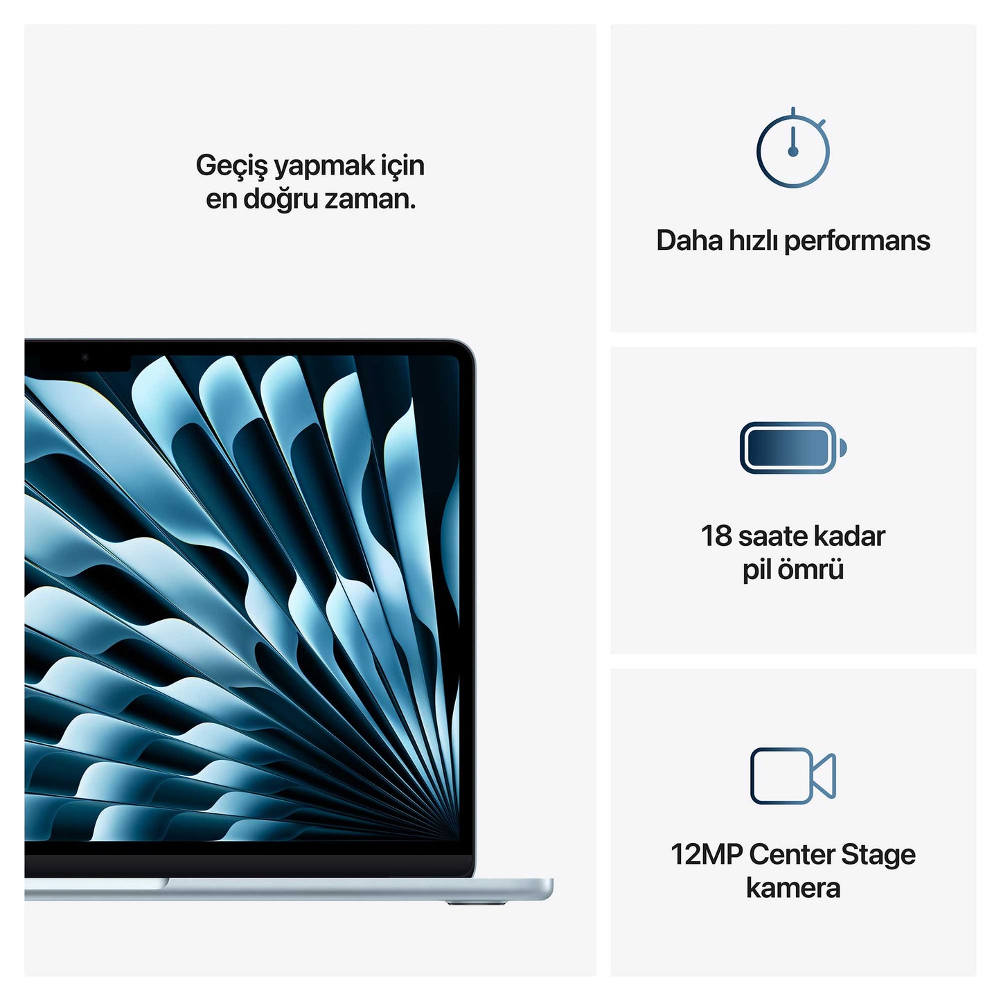 Apple MacBook Air MC6T4TU/A M4 16GB 256SSD 10CPU 10GPU 13.6" 2.5K MacOS Dizüstü Bilgisayar Gök Mavisi