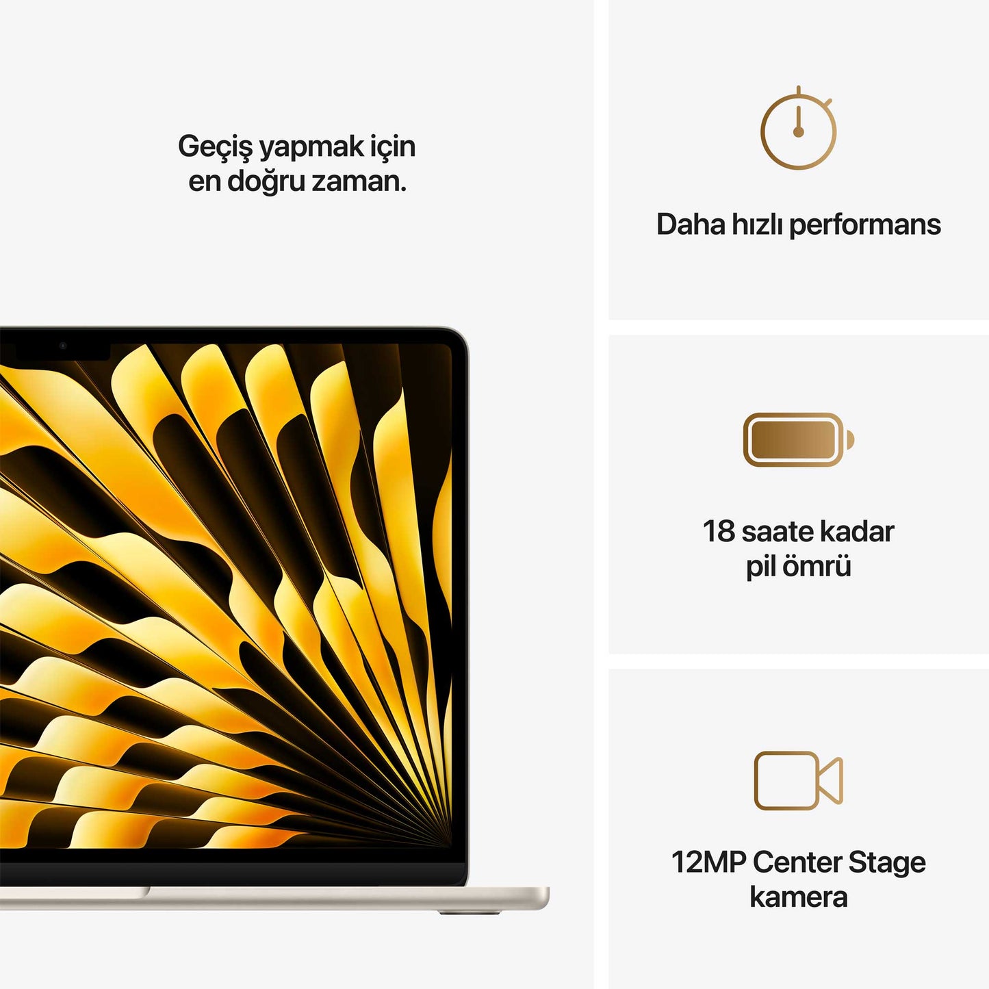 Apple MacBook Air MW103TU/A M4 16GB 512SSD 10CPU 10GPU 13.6" 2.5K MacOS Dizüstü Bilgisayar Yıldız Işığı