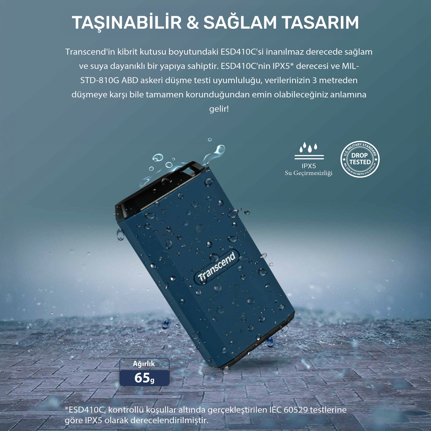 Transcend ESD410C USB/Type-C 20Gbps 2000/2000MB/s Taşınabilir Harici SSD