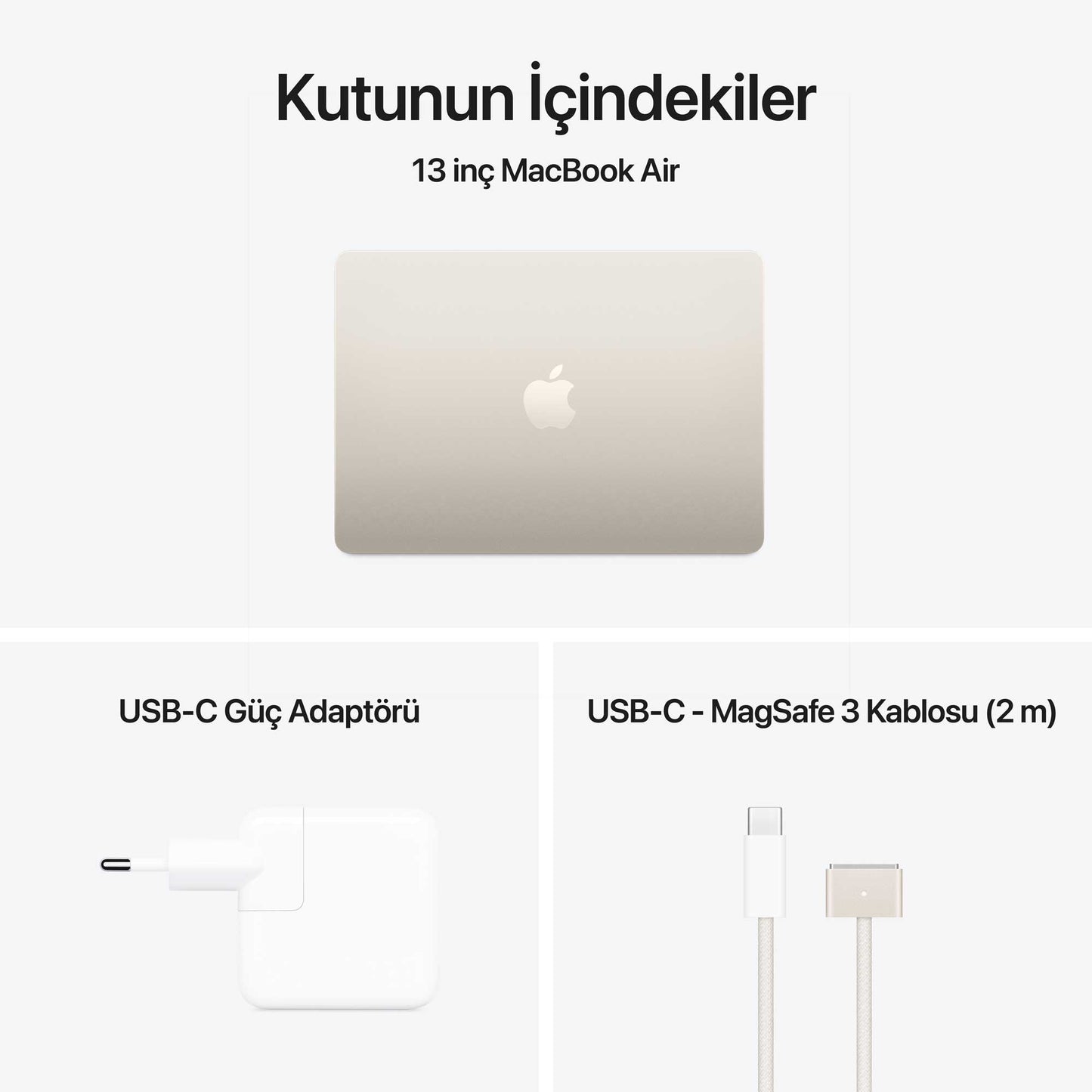 Apple MacBook Air MW103TU/A M4 16GB 512SSD 10CPU 10GPU 13.6" 2.5K MacOS Dizüstü Bilgisayar Yıldız Işığı