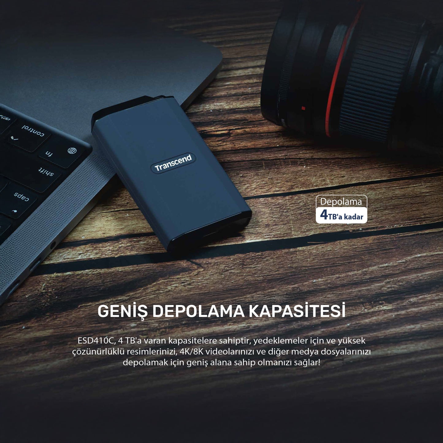 Transcend ESD410C USB/Type-C 20Gbps 2000/2000MB/s Taşınabilir Harici SSD