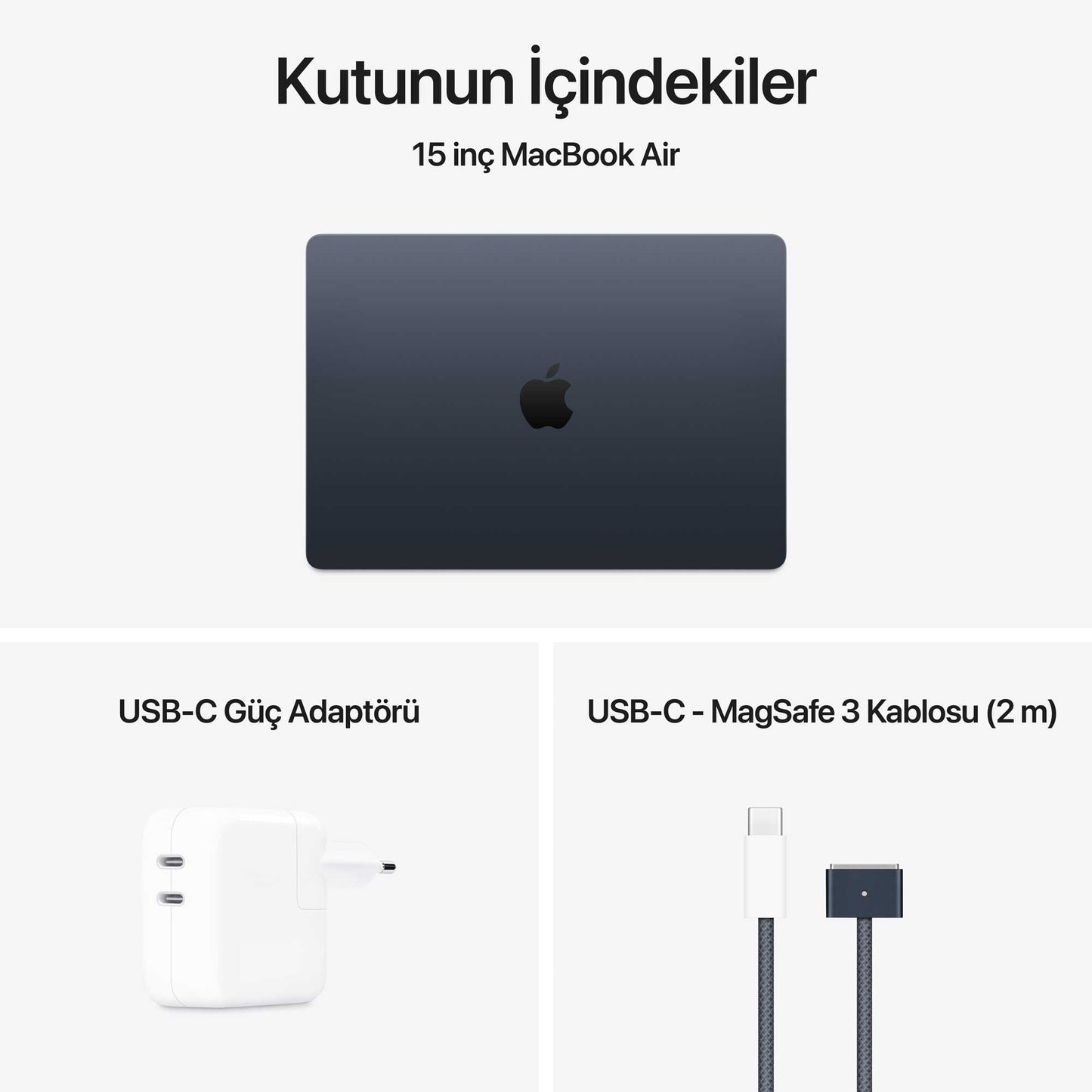 Apple MacBook Air MW1M3TU/A M4 16GB 512SSD 10CPU 10GPU 15.3" 2.5K MacOS Dizüstü Bilgisayar Gece Yarısı