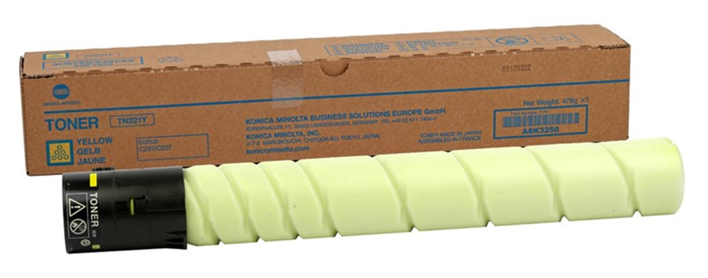 Konica Minolta TN-221Y Sarı Orjinal Fotokopi Toneri - C227/C287/C367