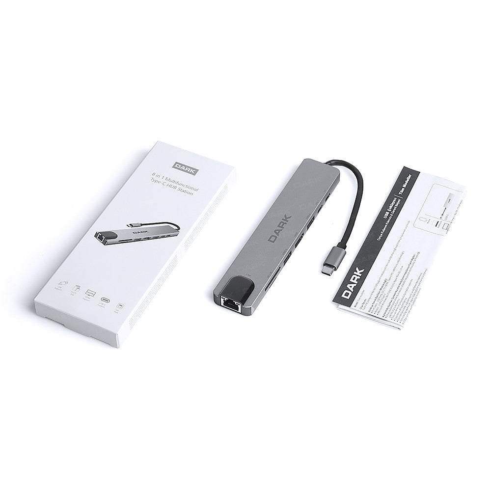 DARK DK-AC-U31X40 USB 3.1 Type-C 8 in Ethernet / HDMI / TF SD Kart USB 3.0 - USB 2.0 / USB-C Dönüştürücü Çevirici HUB