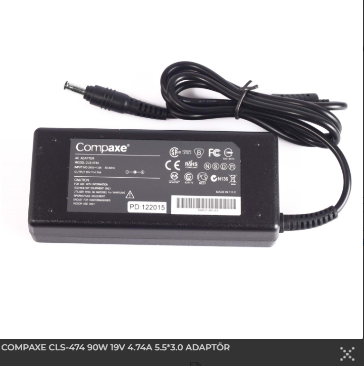 COMPAXE CLS-474A 19V 4.74A (5.5*3.0) Samsung Notebook Adaptörü