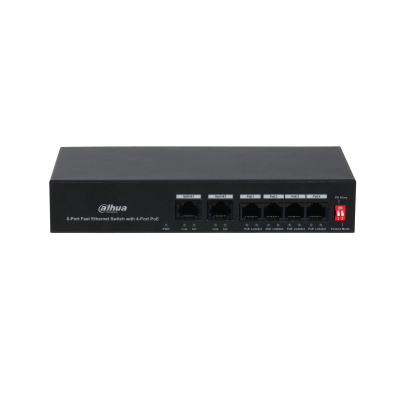 DAHUA DH-PFS3006-4ET-36 6 Port Mbit 4 Port PoE 36W 2xMbit Uplink Desktop Yönetilemez Switch