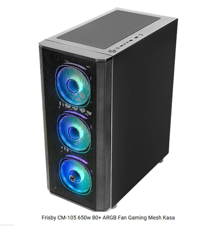 FRISBY CM-105 650W 80+ Siyah ARGB Fan Mid Tower ATX Kasa