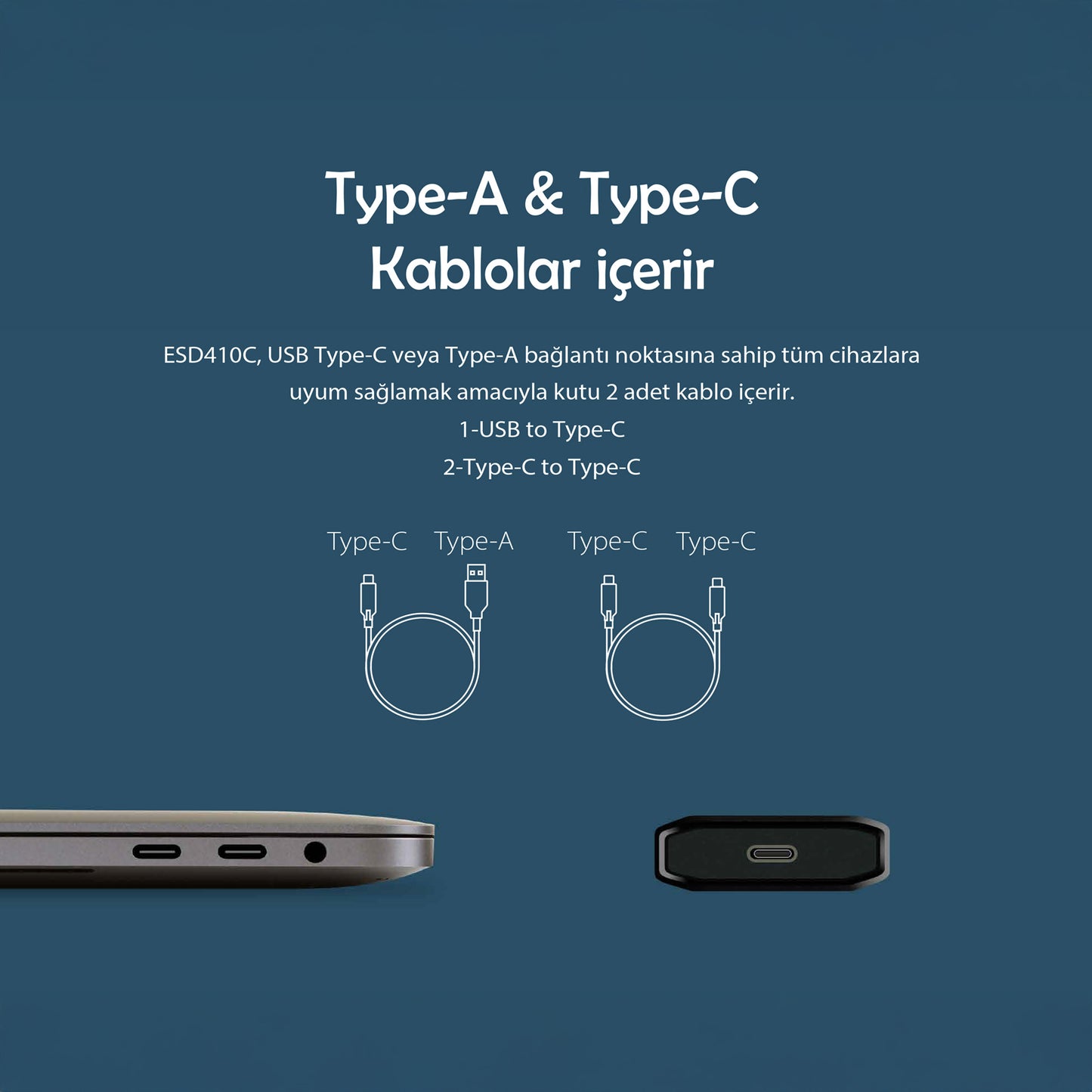 Transcend ESD410C USB/Type-C 20Gbps 2000/2000MB/s Taşınabilir Harici SSD