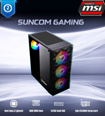 SUNCOM Gaming SG1-151 i7-12700F 16GB 512GB SSD 8gb RTX3050 DOS Masaüstü Oyun Bilgisayarı