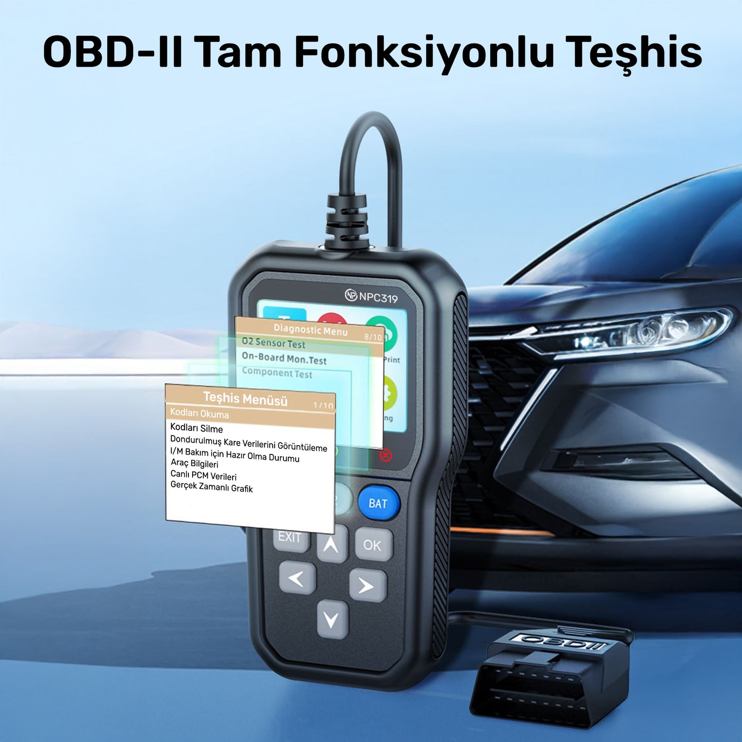 NPO NPC Türkçe OBDII/EOBD+CAN Modlu Hata Hafızalı Araç Arıza Tespit/Silme Cihazı