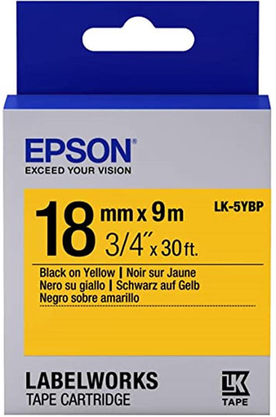 Epson LK-5YBP Pastel Sarı Üzeri Siyah 18mm 9metre