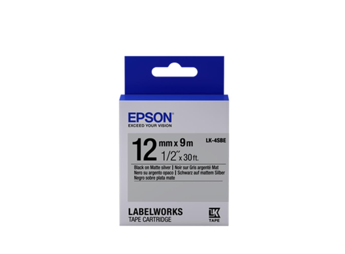 Epson LK-4SBE Gümüş Üzeri Siyah 12mm 9Metre Etiket