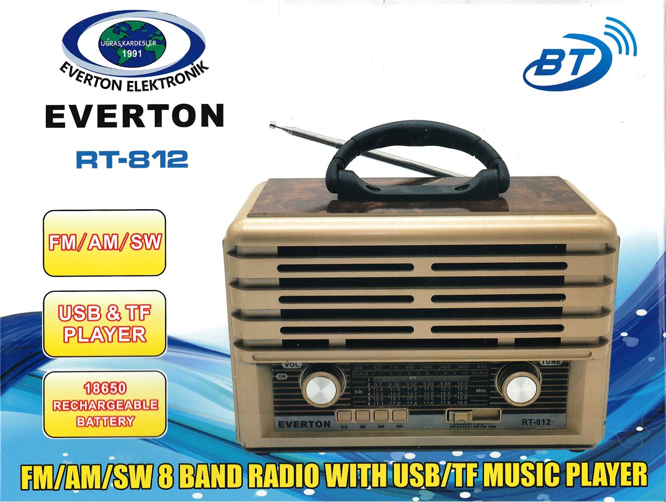 Everton RT-812 Bluetooth-USB-SD-FM Nostaljik Radyo
