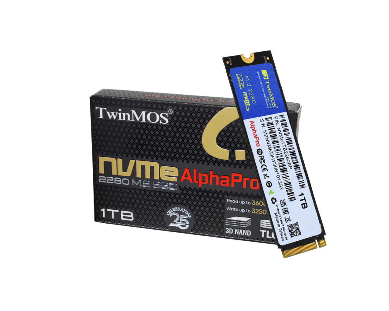 TWINMOS NVMe1TB2280AP AlphaPro M.2 1TB (3600/3250MB/s) PCIe + NVMe (3D NAND) SSD Disk (22x80MM)